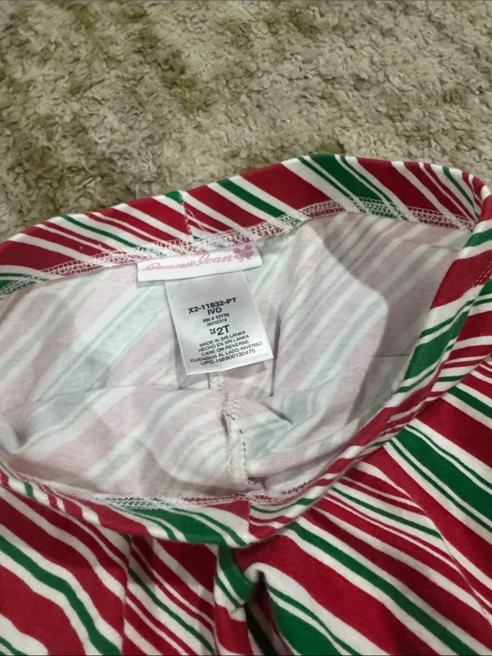 Bonnie Jean Toddler Girl Christmas Tree Top & Striped Leggings 2T